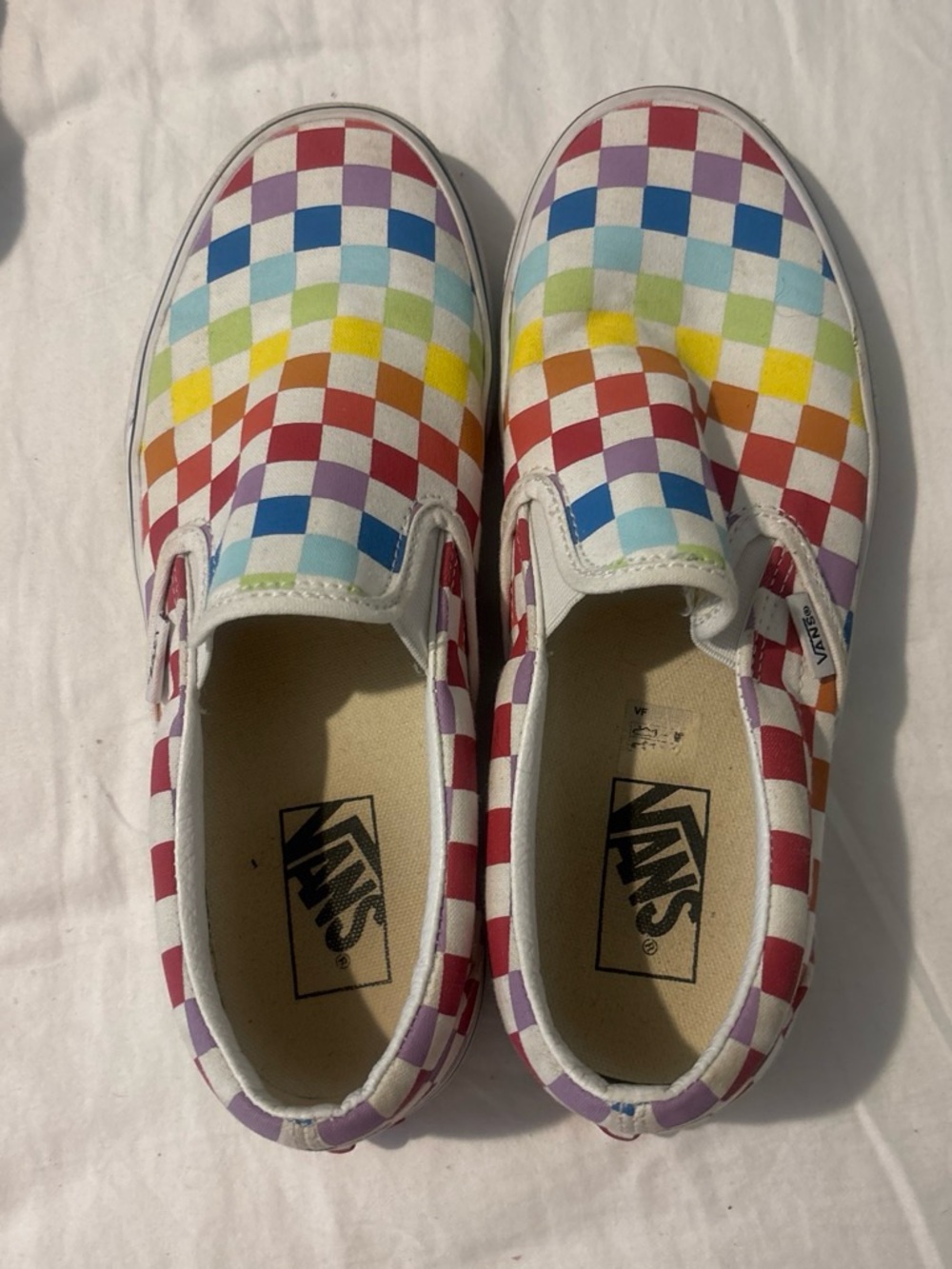 Vans Kids Rainbow Checkerboard Slip-On Sneakers - White Multicolor